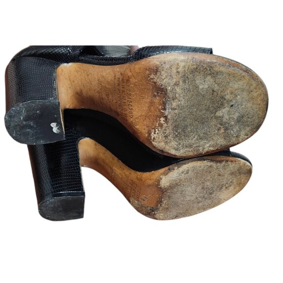 Maison Martin Margiela Black Lizard Embossed Ankle Heels Size 39 US 8.5 Open Toe - Picture 14 of 16